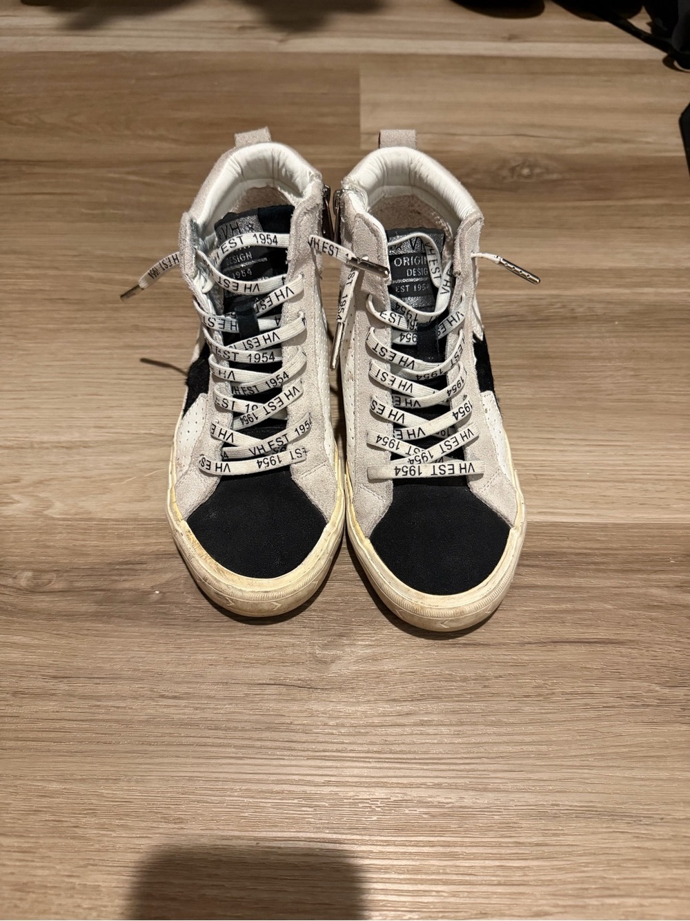 Vintage Havana Kids High-Top Sneakers in Black and Cream